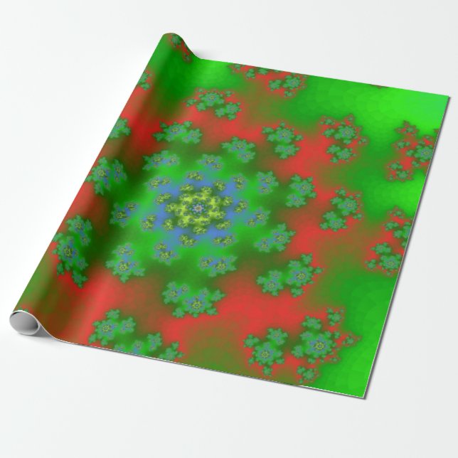 Christmas Floral Sprinkles Wrapping Paper (Unrolled)
