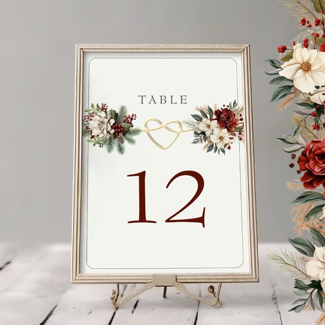 Christmas Floral Table Number Card (Creator Uploaded)