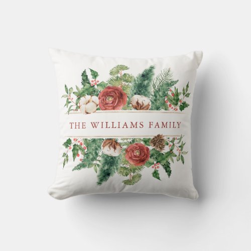 Christmas Floral Throw Pillow