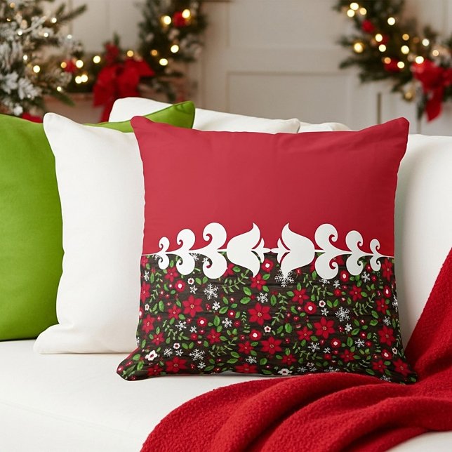 Christmas floral throw pillow (Creator Uploaded)