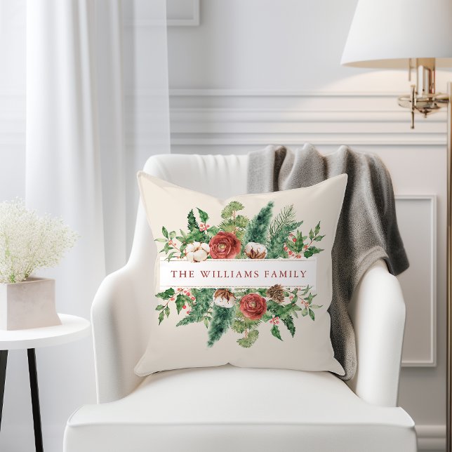 Christmas Floral Throw Pillow (Christmas Floral Throw Pillow
)