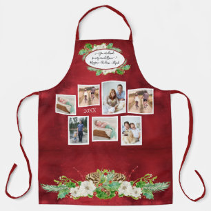 Christmas Floral Watercolor Pine Cones Photo Nana Apron