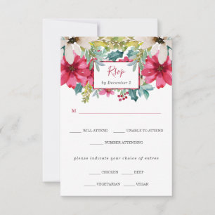 Christmas Floral Wedding   Meal Choice RSVP Card