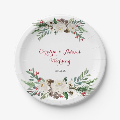 Christmas Floral wedding Party Paper Plates