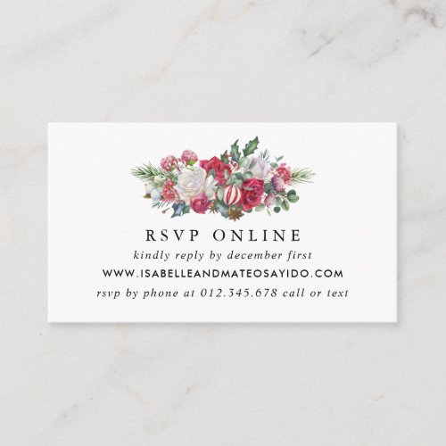 Christmas Floral Wedding Website RSVP Enclosure Card