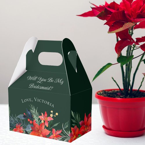 Christmas Floral Wedding Will You Be My Bridesmaid Favor Boxes