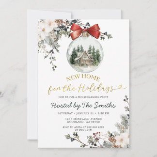 Christmas Floral Winter Holiday Housewarming Party Invitation