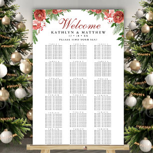 Christmas Floral Winter Wedding 18 Table Seating Poster