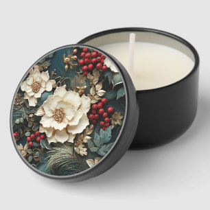 Christmas Floral with White Flowers & Greenery Mini Candle Favors