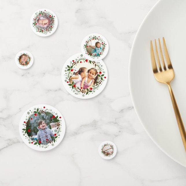 Christmas floral wreath and photos holiday confetti (Group)