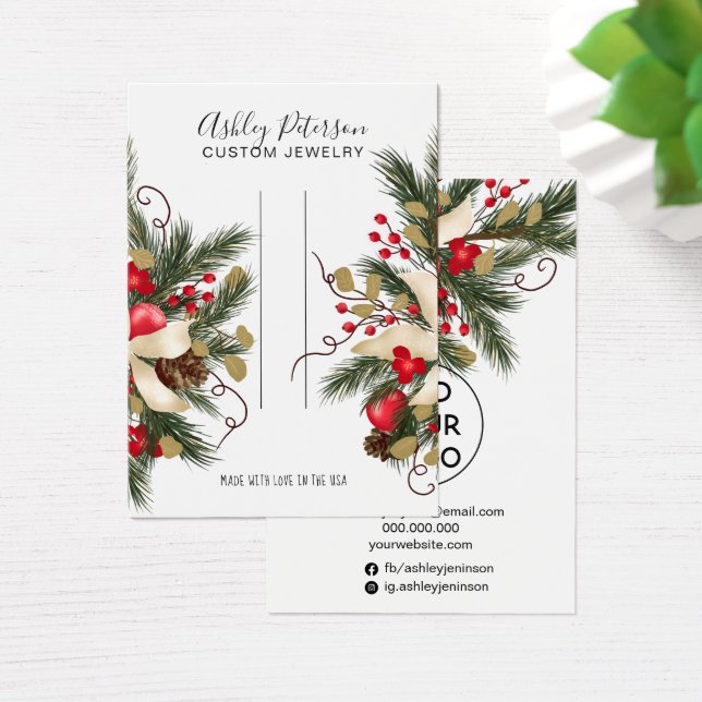 Christmas floral wreath jewelry hair clip display (Desk)
