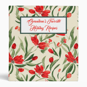 Christmas Florals 3 Ring Binder