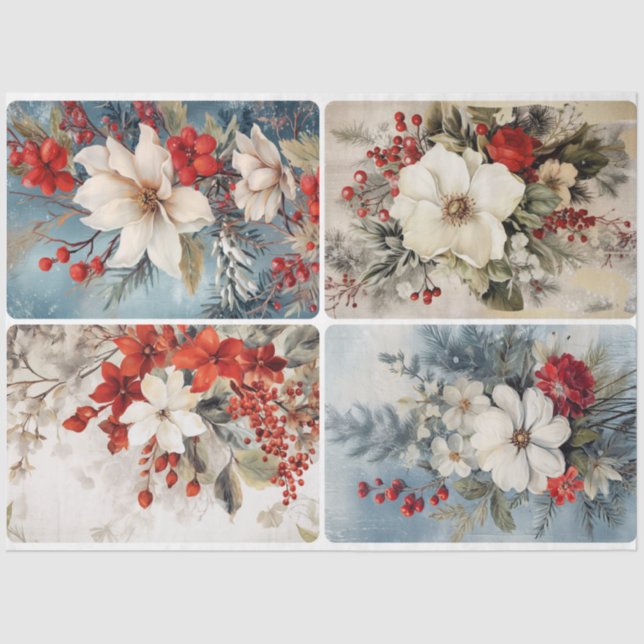 Christmas Florals  Tissue Paper (Front)