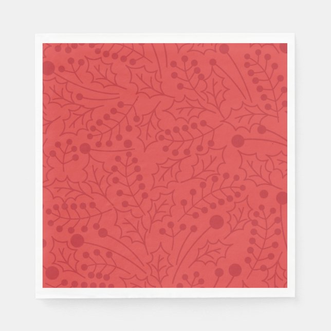 Christmas Flourish Christmas Art Holly Leaf Print  Napkins (Front)