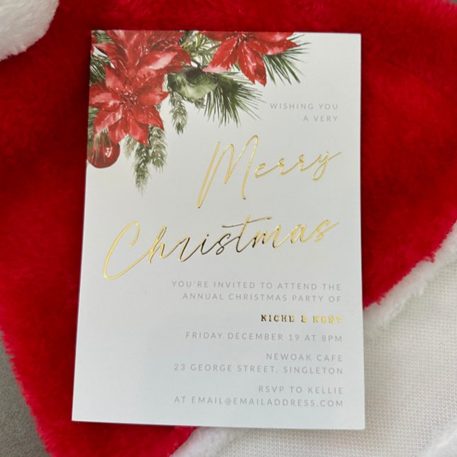 Christmas Flourish Classic Christmas Party Gold Foil Invitation (Creator Uploaded)