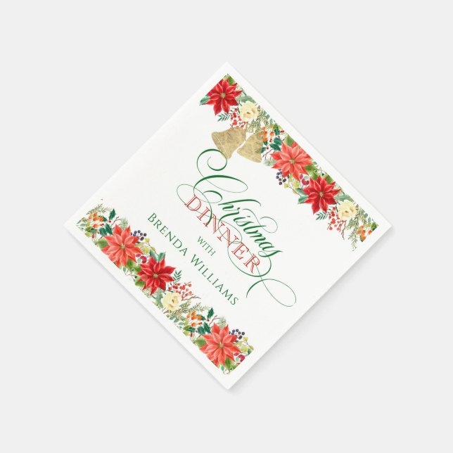 Christmas flower border and typography napkins (Corner)
