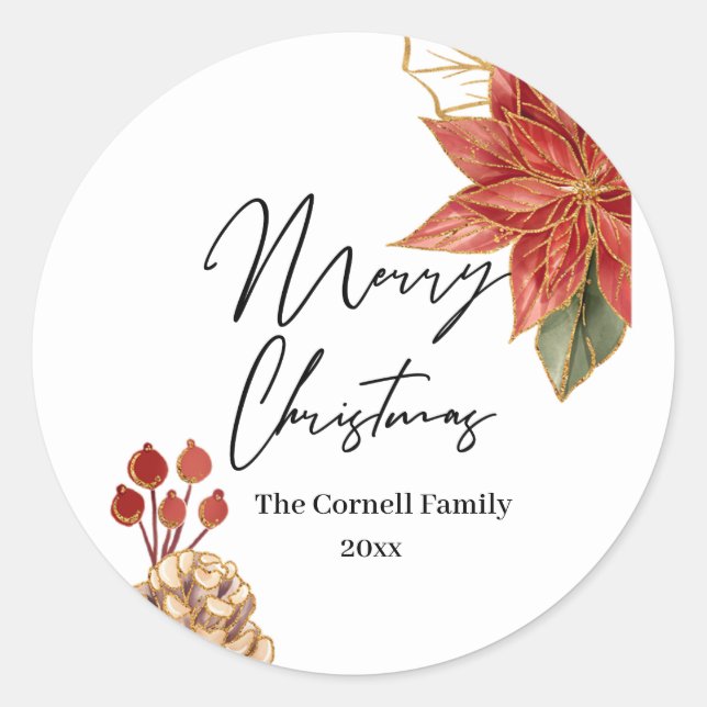 Christmas Flower  Classic Round Sticker (Front)