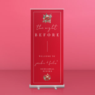 Christmas Flower & Leaves Rehearsal Dinner Welcome Retractable Banner