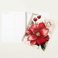 Christmas Flower Poinsettia Red Green Pattern Planner