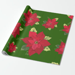 Christmas Flower Poinsettia Wrapping Paper