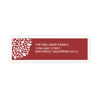 Christmas Flower Return Address Label - red
