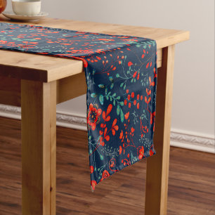 Christmas flowers and foliage pattern short table runner