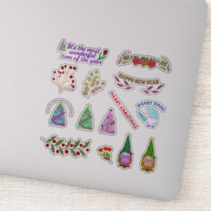 CHRISTMAS FLOWERS AND LEAVES STICKER
