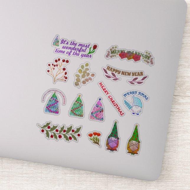 CHRISTMAS FLOWERS AND LEAVES STICKER (Detail)