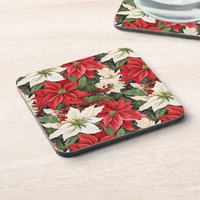 Christmas Flowers Beverage Coaster (Left Side)