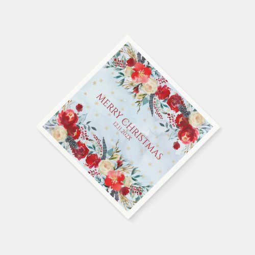 Christmas flowers border napkins