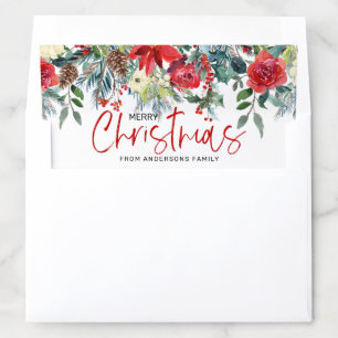 Christmas flowers border & typography envelope liner