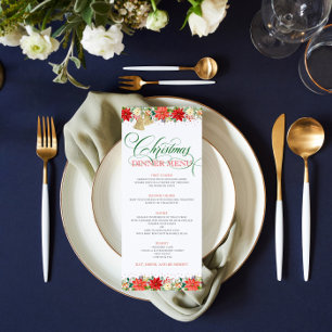 Christmas flowers border Typography Invitation