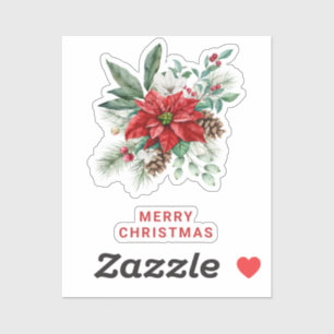 Christmas flowers Bouquet Red And White Sticker