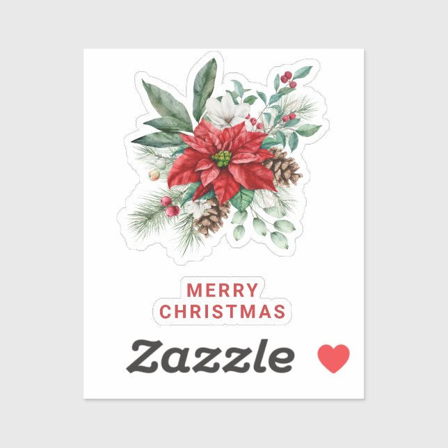 Christmas flowers Bouquet Red And White Sticker (Sheet)