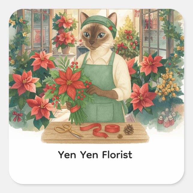 Christmas flowers by Cat Florist  Square Sticker (Front)
