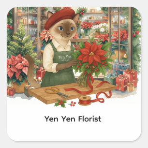 Christmas flowers by Cat Florist Square Sticker