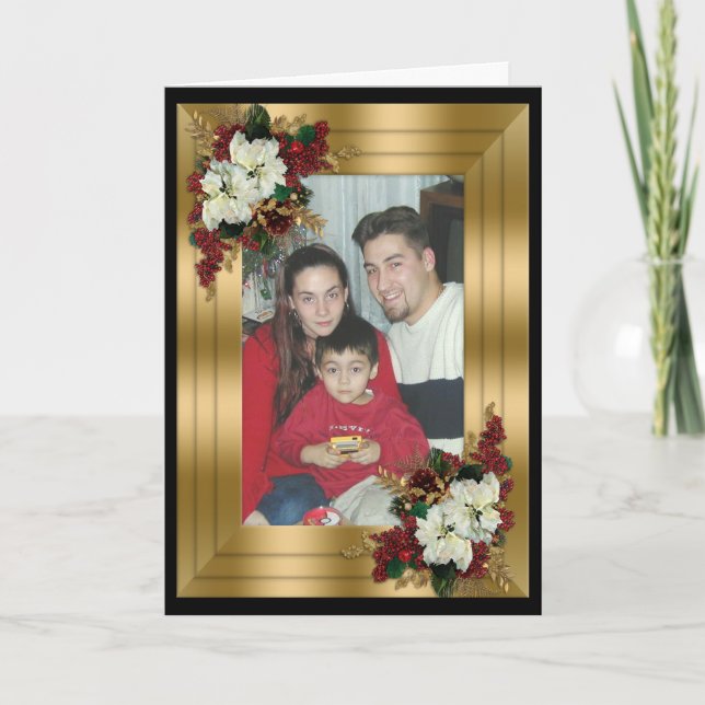 Christmas flowers Frame card with photo (Front)