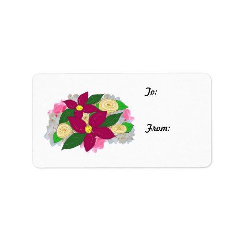 Christmas Flowers Gift Tag Label