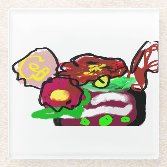 Christmas flowers  glass coaster (Front)