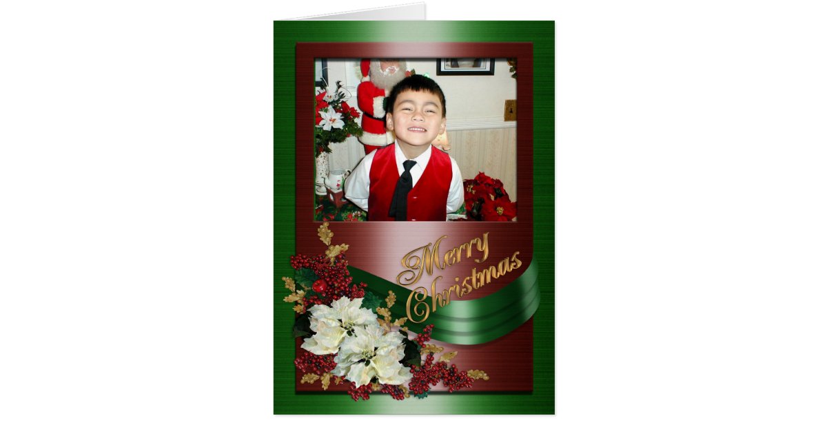 Christmas flowers greeting card for photo Zazzle