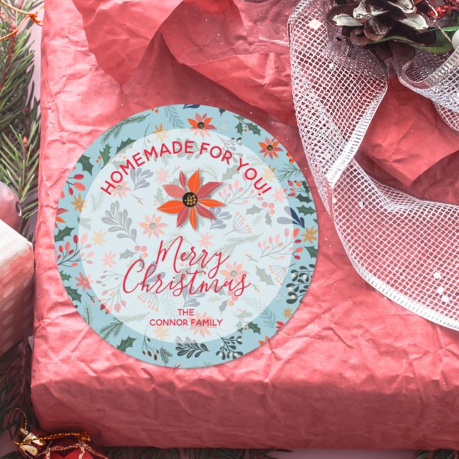 Christmas Flowers Homemade Goods Holiday Baking Classic Round Sticker (Creator Uploaded)