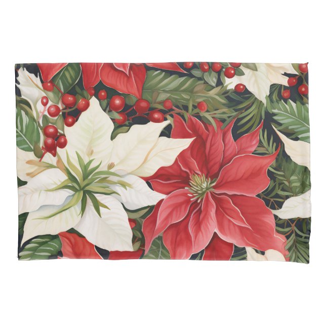 Christmas Flowers Pillow Case (Front)