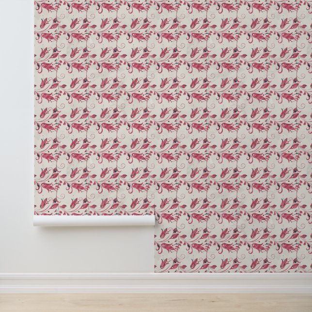 Christmas Flowers Red Watercolor Wallpaper (Application)