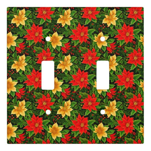 Christmas Flowers Seamless Pattern  Light Switch Cover