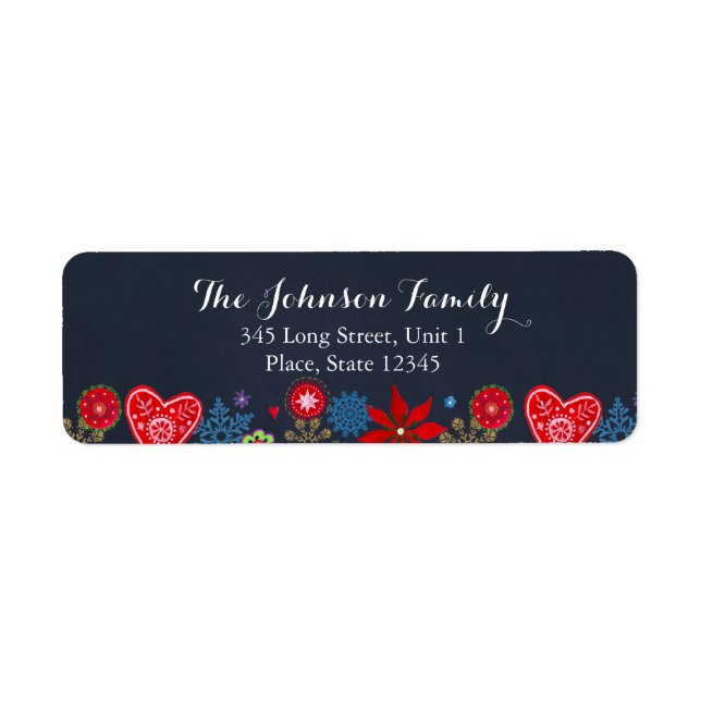 Christmas Flowers Snowflakes Return Address Label (Front)