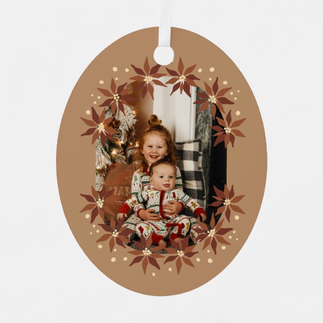 Christmas flowers terracotta photo frame  metal ornament (Front)