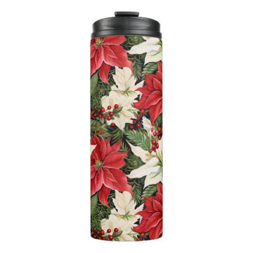 Christmas Flowers Thermal Tumbler