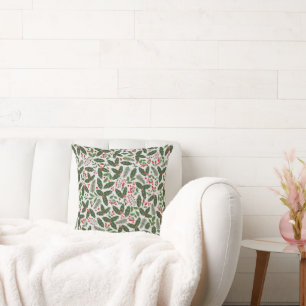 Christmas flowers throw pillow