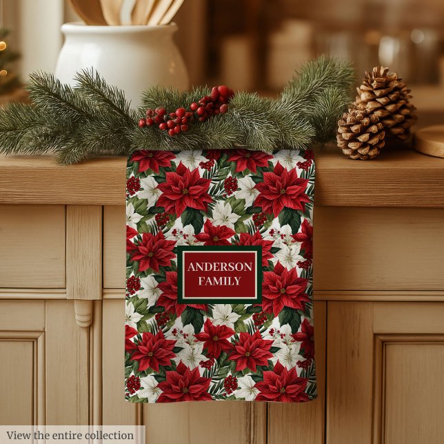 Christmas Flowers Towel Elegant Kitchen Mom Gift (Christmas Flowers Towel Elegant Kitchen Mom Gift)