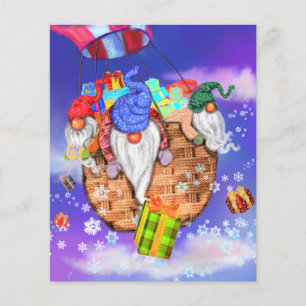 Christmas Flyer Gnomes Flying and Gives Gifts
